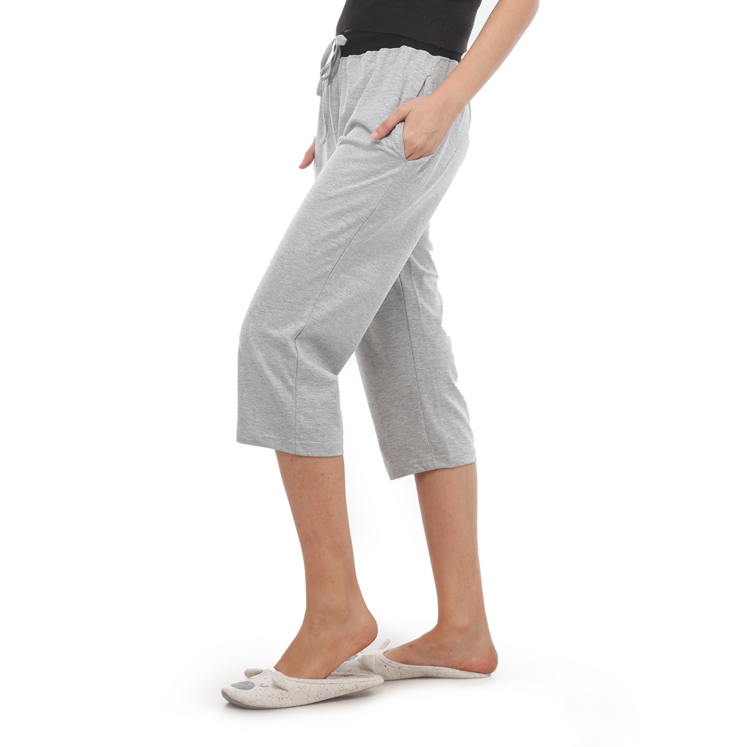 nite flite classic cotton grey capri