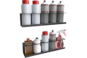 Riciakik 2 Pack Spray Bottle Holder, Wall-Mounted Aerosol Spray Can Holder Storage Rack, Heavy-Duty Paint Bottle Organizer With 10 Holes, Black Spray Steel Rack for Garage, Shop, Home or Tool Trailer