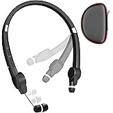 AMORNO Foldable Bluetooth Neckband Headphones, Wireless Sports Headset with Retractable Earbuds, Sweatproof Noise Cancelling Stereo Earphones with Built-in Mic for Running, Workout (Deep Black)