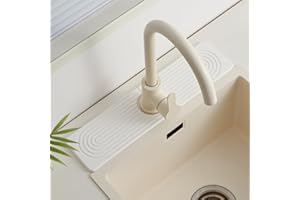 FATILIN Stone Faucet Mat for Kitchen Sink，Super Absorbent Diatomite Fast Drying Stone and Bathroom Stone Tray for Counter Quick Drying Splash Guard,Prevents Moisture Buildup Sink(White,15.8" x 3.9")