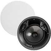 Polk Audio 80F/X-RT in-Ceiling 2-Way Round Surround Sound Speakers - 8" Woofer, Dual 3/4" Tweeters | 100 Watts | Paintable Sheer Grille | White, Pair