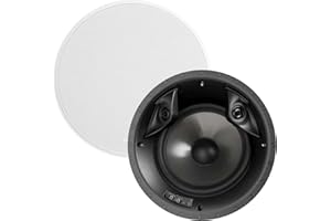 Polk Audio 80F/X-RT in-Ceiling 2-Way Round Surround Sound Speakers - 8" Woofer, Dual 3/4" Tweeters | 100 Watts | Paintable Sheer Grille | White, Pair