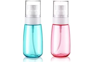 Wowang 2 Pack Fine Mist Spray Bottles TSA Approved 2oz/60ml Travel Spray Bottles Refillable Cosmetic Leak Proof Travel Size Spray Bottle for Hair Perfumes Skincare Water Face Sprayer(Green+Pink)