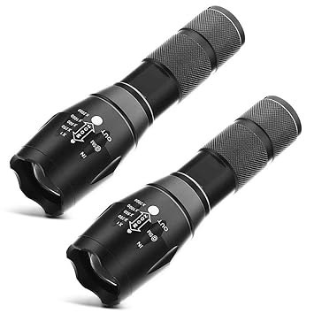 ABTRIX WITH AB LED Torch, Super Bright 2000 Lumen Zoomable LED, Adjustable Focus Tactical Flashlight with 5 Modes, Waterproof Handheld Mini Torch for Camping & Outdoor Sports, 2 Packs