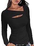 XIEERDUO Womens Long Sleeve Tops Cutout Shirts