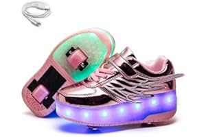 Ehauuo Unisex Roller Shoes Kids Sparkling Wheels Shoes Girls Light up Roller Skates Sneakers Boys Rechargeable Flashing Sneakers for Gift