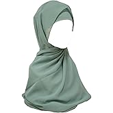 HURESON Chiffon Hijab with Undercap Solid Color Muslim Hijabs Scarf Head Wraps Long Hijabs For Women