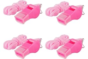 Pink Whistles, Loud Plastic Whistle with Mouthpiece & Lanyard for Coaches Safety Teachers Training Lifeguard Sports Games Soc