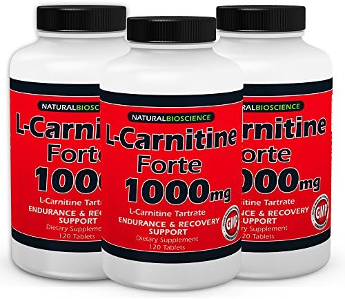 L-Carnitine - 1000mg in Each Double Potency Tablet - Double Value L-Carnitine Tartrate - Carnitine Amino Acid – Boost Energy and Endurance –120 Tablets (3 Pack)