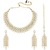 Aheli Traditional Kundan Choker Necklace Drop & Dangle Earring & Maang Tikka Ethnic Bharatanatyam jewellery set Gift for Women