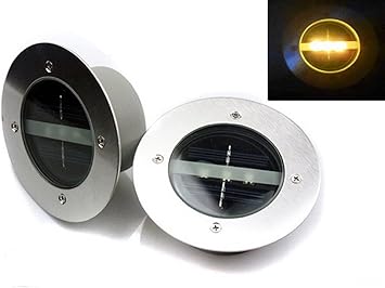 Amazon Co Jp 車の誘導灯 駐車場に 埋め込み式 ソーラー ガーデン 充電 3led センサー ライト2個セット イエロー 電気代free 設置free Cosmic Solar 14 スポーツ アウトドア