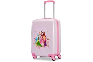 American Tourister Disney Princess Carry-On Luggage - Airline Approved, Durable Hardshell with Disney Princess Favorites - Roll Confidentially with Spinner Wheels & Colorful Adjustable Handle