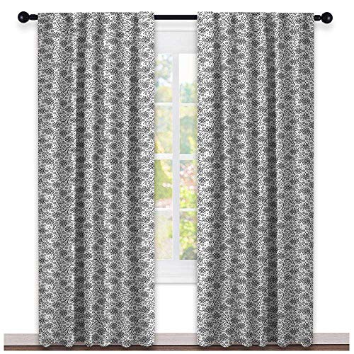 Returiy Black And White Curtains Light Blocking Doodle Style
