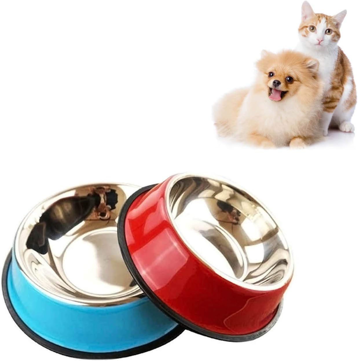 SUOXU Dog Bowls,Pieces Stainless Stee Cat Bowls for Kittensl,Non-Slip Cat Feeding Bowls,Multifunctional Dog Cat Food Bowl