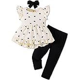 Toddler Baby Girl Clothes Infant Girl Outfits Fall Ruffle Floral T-Shirt Top Pants Set Winter Spring Clothes