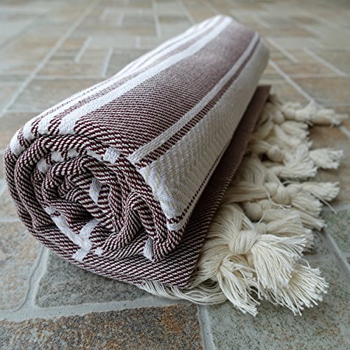 Dandelion - Basic Pattern - Naturally-Dyed Cotton Turkish Towel Peshtemal - 71x39 Inches - Burgundy