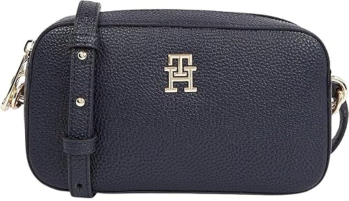 Tommy Hilfiger Women’s Small Emblem Flap Crossbody Bag, Black (Black), One Size