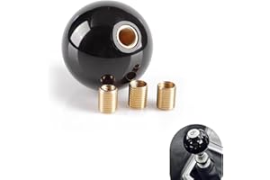 leechio Shift Knob Manual Gear, 8 Ball Billiard Round Smooth and Easy to Grip Shift Knob, Shifter Knobs Head Modification Accessories, with 3 Threaded Adapter, for Most Manual Gear Cars (Black)