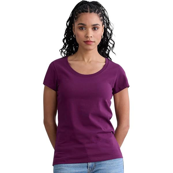Fair Indigo Women's Slim Fit Scoop Neck Tee - Organic Pima Cotton Short Sleeve Shirt, Made In Peru - View #6