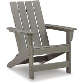 Signature Design by Ashley Visola Adirondack Chair, Durable Weather Resistant HDPE, Slatted Outdoor Lounge Seating for Patio and Fire Pit, Contemporary Gray