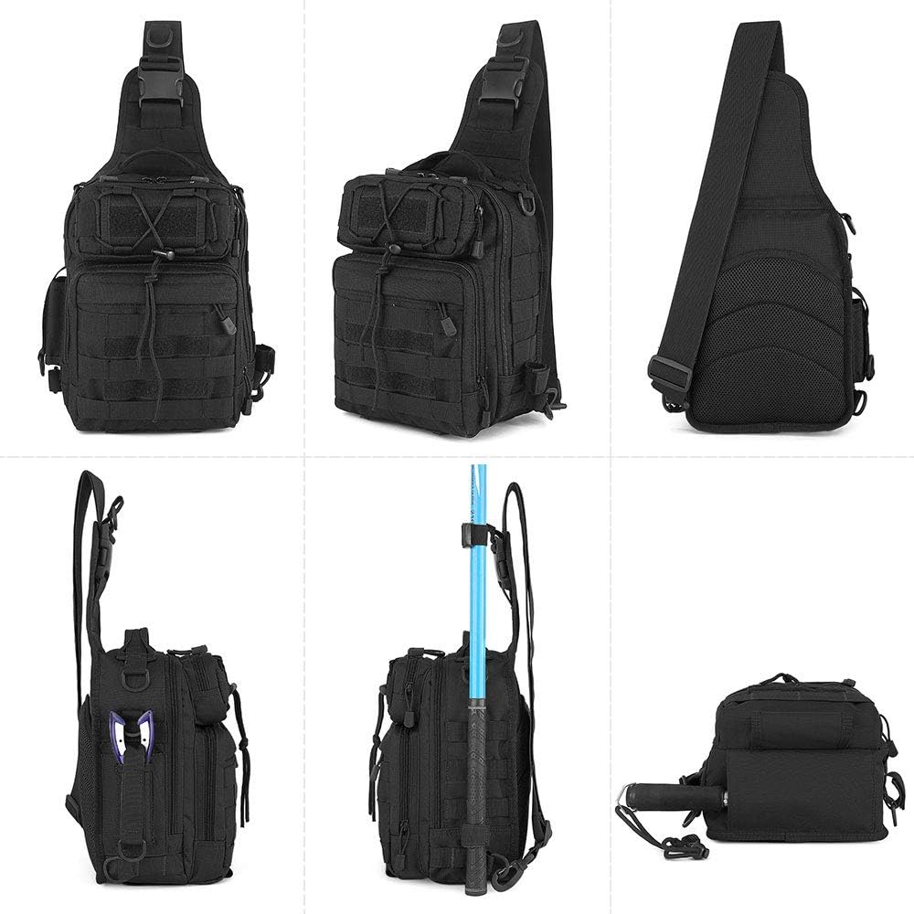BAIGIO Large Tactical Shoulder Backpack Fly Fishing Sling Bags Water