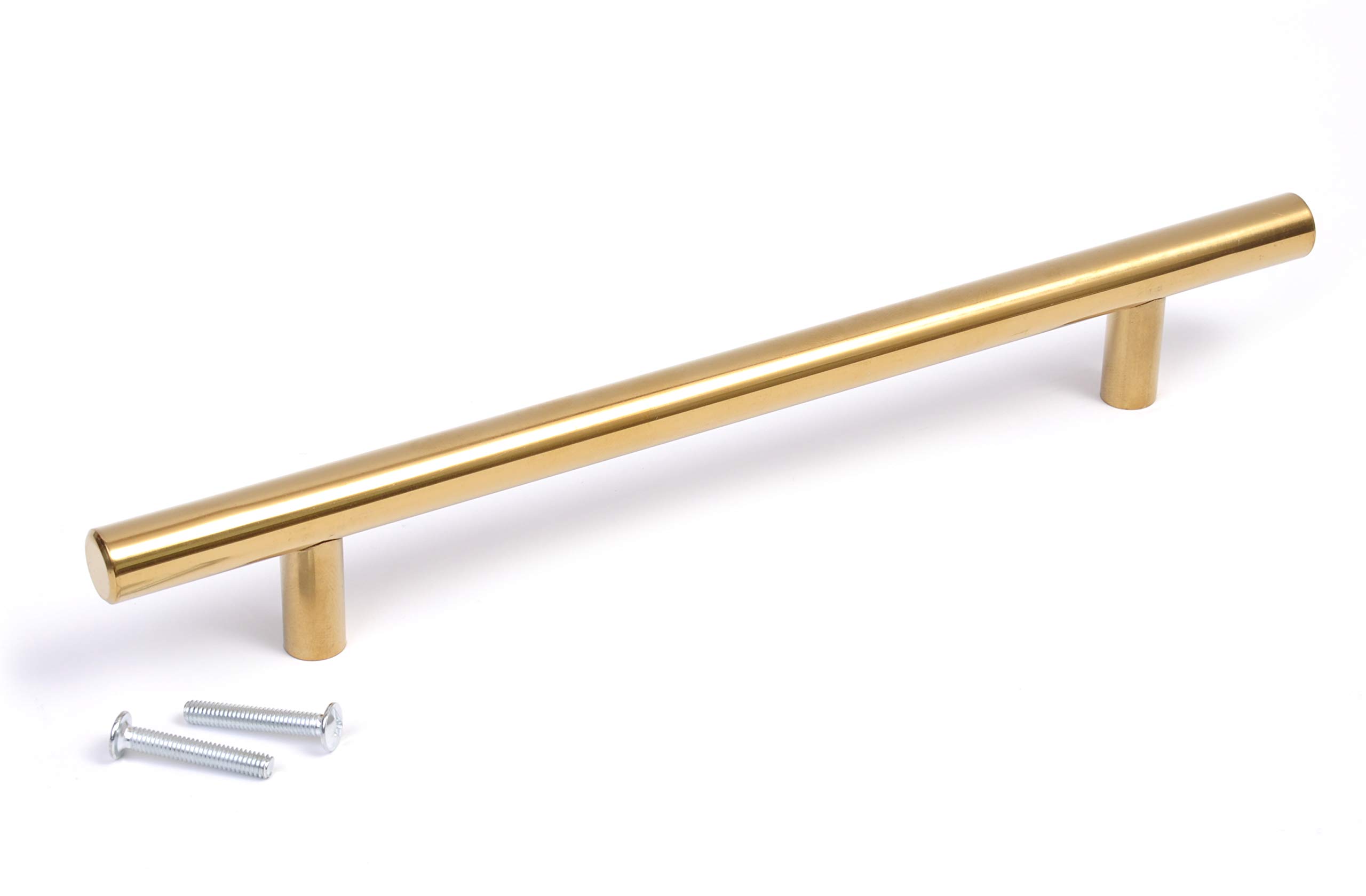 BSM Marketing T bar Handle Knob Gold Finish Kitchen Bedroom Bathroom (1, 192mm)