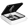 Livpow RV Roof Vent 12V Reversible FAN Kit 14" x 14" Manual Lift Black Lid