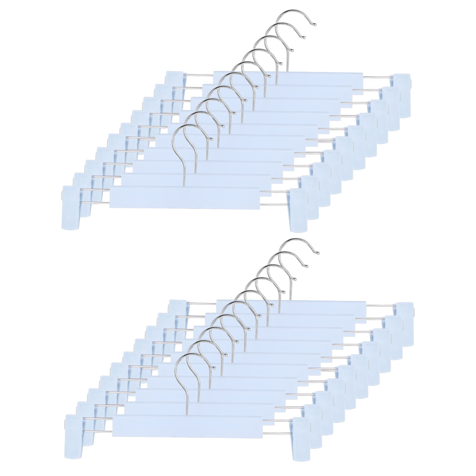 GUANJUNE Clothes Pants Hangers, Space-Saving Skirt Holders with 360 ° Swivel Hooks, Adjustable Clips, Trouser Hangers, Clothes Coat Garment Jeans Hangers (20 Pack, Blue)