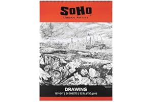 SoHo Urban Artist Softcover Drawing Pad 18x24" - 92 lb. (150gsm), 24 Sheets, Drawing Paper Pads for Artists, Travel, Illustrations, & More