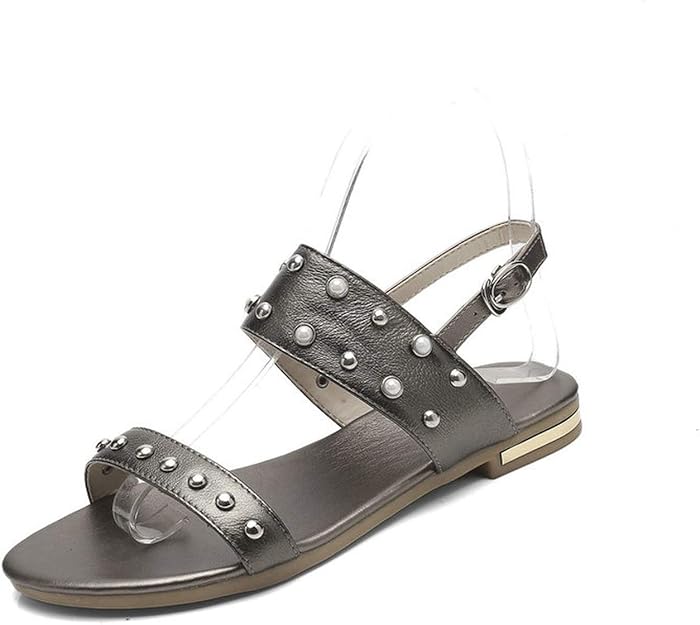 Amazon.com | Genuine Leather Women Summer Dress Shoes Rivets Beach Sandals Large Size 13 14 15 