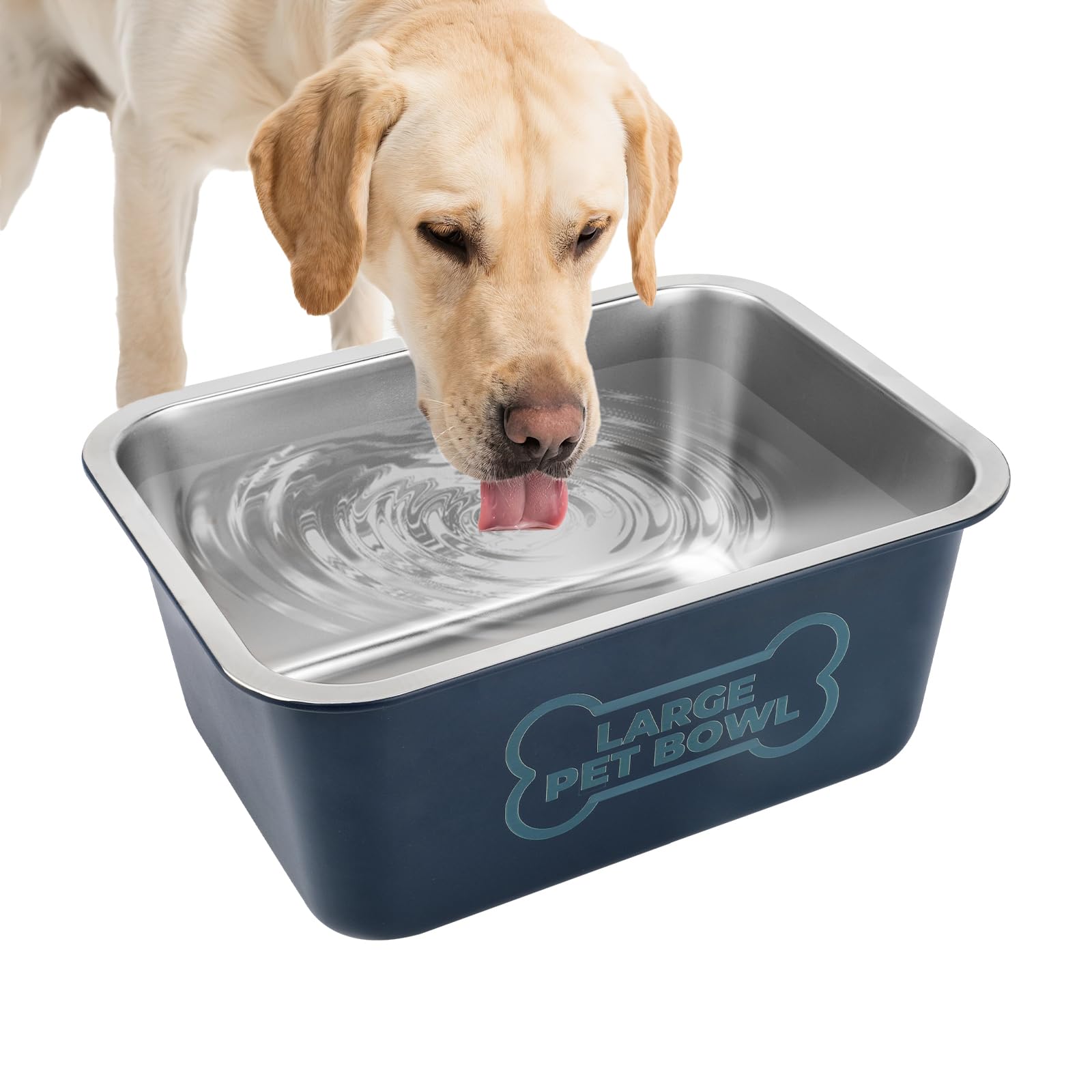 Photo 1 of Lonepetu 3 Gallons Large Dog Water Bowl, Stainless Steel Metal Dog Bowls, Large Capacity Pet Food Bowl Water Dish for Indoor and Outdoor Universal for Medium to Giant Dogs Blue
