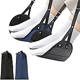 OFFAXE 2-Pack Airplane Travel Footrest Hammock, Portable Airplane Foot Hammock with Adjustable Strap, Desk Foot Hammock to Relax Your Feet, Foot Sling Travel Work Essentials (Black & Blue)