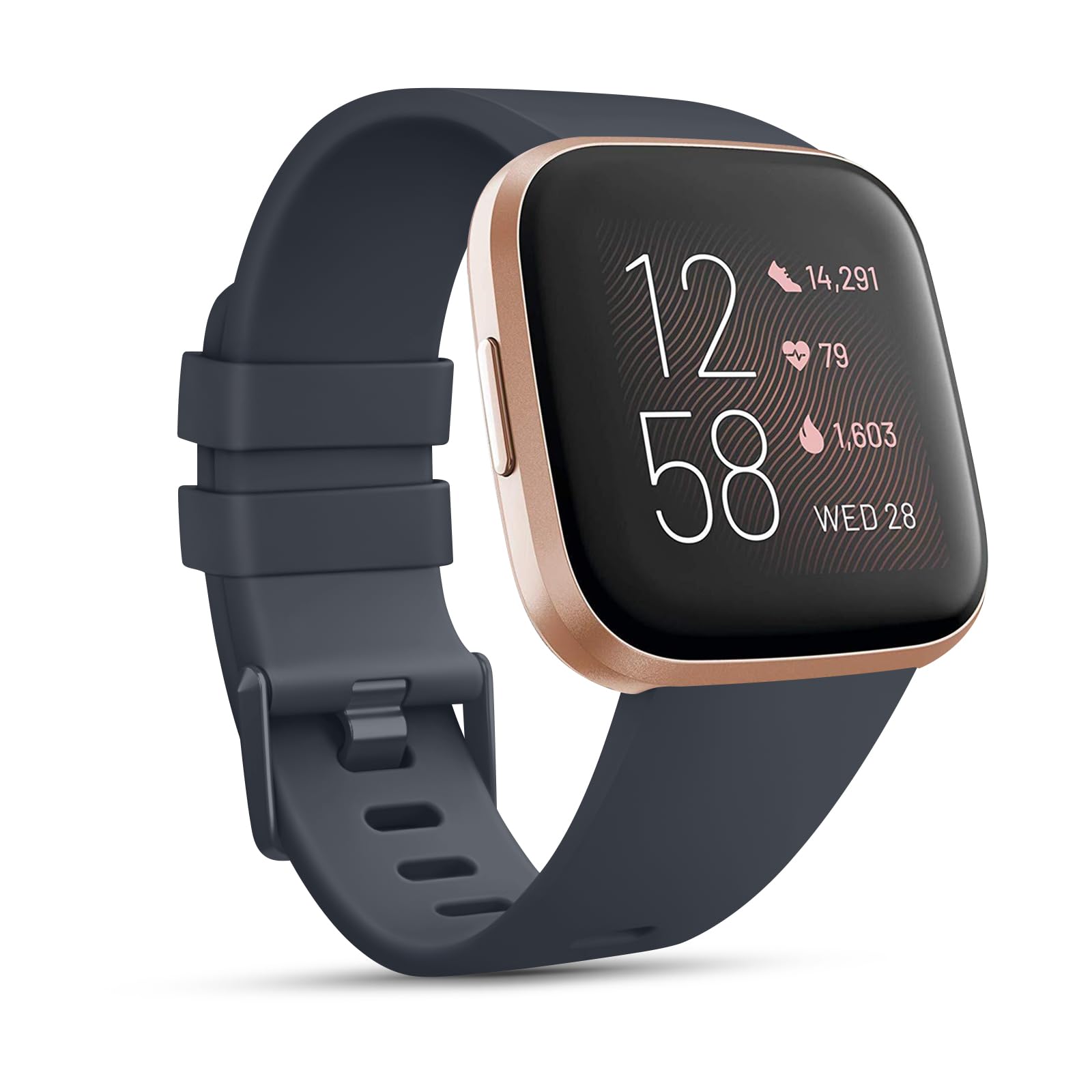 Strap for Fitbit Versa 2 Straps/Fitbit Versa Strap/Fitbit Versa Lite Strap for Women Men, Silicone Sport Classic Replacement Compatible with Fitbit Versa Lite/Fitbit Versa 2(S,Midnight Blue)