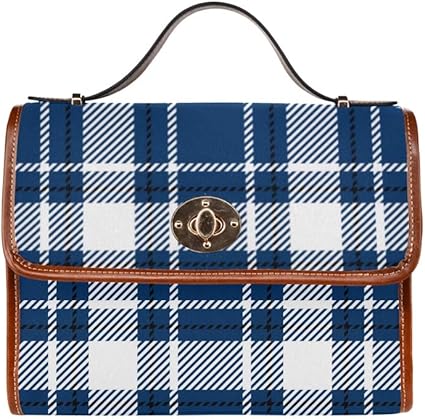blue tartan bag