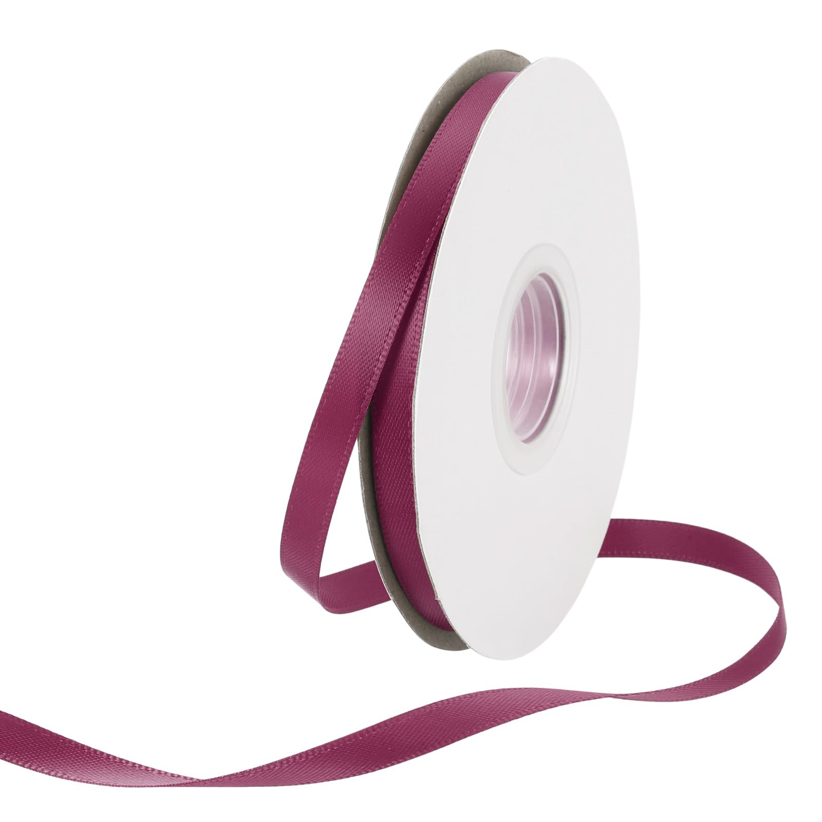 Rebower 6mm Satin Ribbon 46m Thick Double Face Grosgrain Silk Ribbon, [for Gift Wrapping, Hair Bows, Wedding, Cake, Flower] - 50 Yard/150ft/ Dark Red