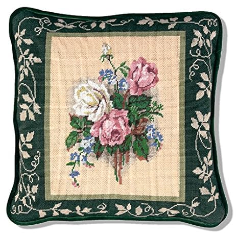 Candamar Designs Victorian Roses Needlepoint Pillow Kit 14 X 14