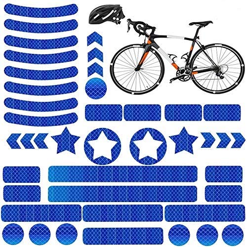 YIKEF Reflective Stickers, 42 Pcs Silver Reflective Decals for Motorcycle, Helmets, Bicycles, Strollers, Wheelchairs (3 Pack) (blue)