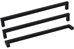 goldenwarm 18in Kitchen Cabinet Pulls Black Cabinet Handles-LSJ12BK458 Dresser Drawer Pulls Square Cabinet Hardware 458mm(18in) Hole Centre 5Pack