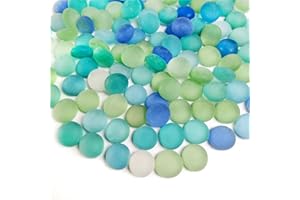 Ocefeiyue Frosted Glass Gems Flat Marbles for Vase Fillers, Craft Mosaics, Aquarium and Fish Tank Pebbles, Flower Displays,3 LB