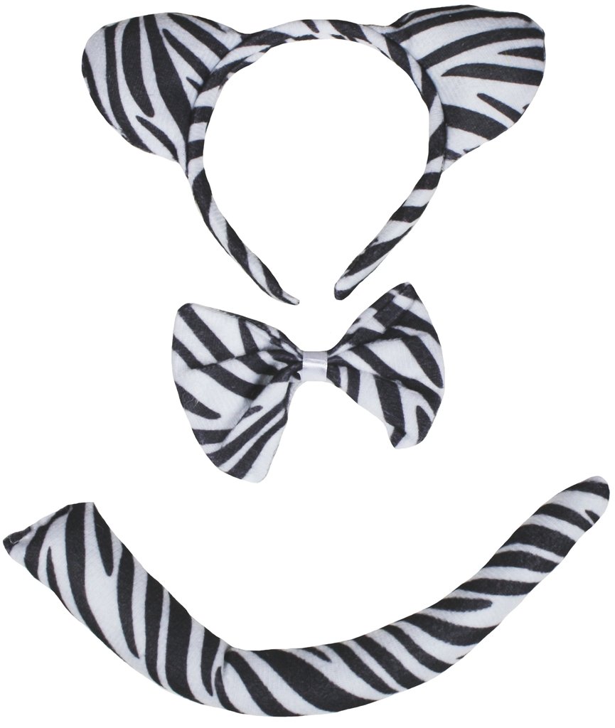 Petitebelle Zebra Headband Bowtie Tail 3pc Costume (One Size)