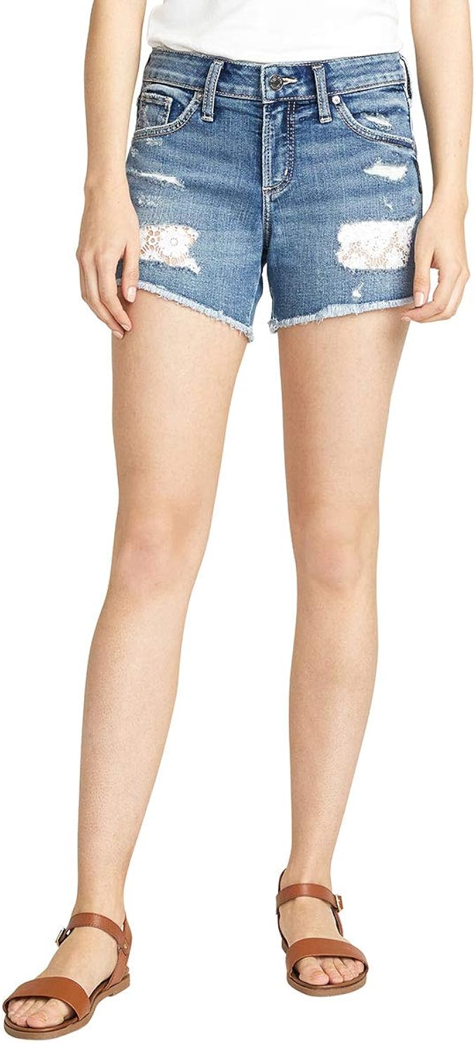 Amazon.com: Silver Jeans Co. Women's Boyfriend Mid Rise Short: Clothing