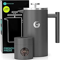 Coffee Gator French Press Coffee Maker- Insulated, Stainless Steel Manual Coffee Makers For Home, Camping w/ Travel…