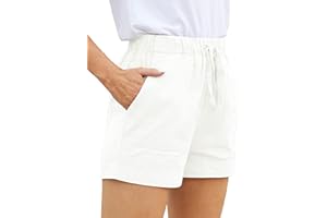 WROLEM Womens Comfy Drawstring Casual Elastic Waist Pocketed Loose Fit Shorts Plus Size