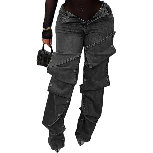 NINGJING Women Y2K E-Girl Streetwear High Waisted Cargo