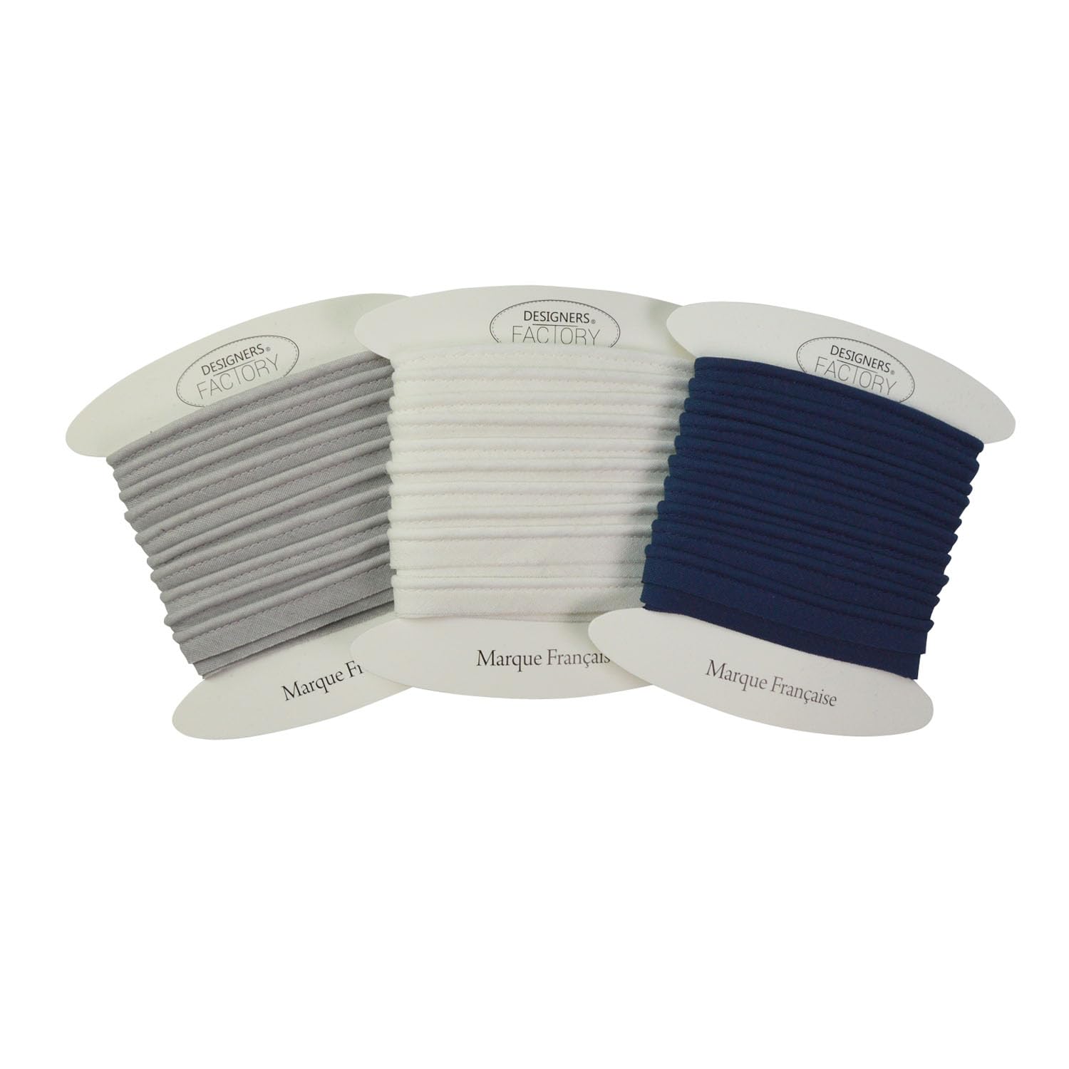 designers-factory Lot of cotton piping - Colors: Clear gray, ecru and navy - Oeko Tex certified, Easy to sew and ideal for enhancing your creations (Lot of 3 piping (5 meters each), Set F) — image 1