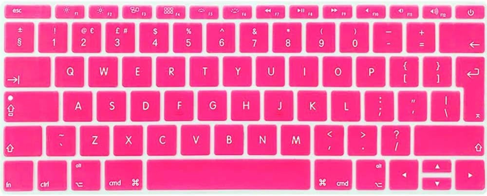 FINDING CASE EU/UK Apple keyboard skin cover Compatible MacBook Pro 13 Inch A1708 2017/2016 Release (No Touch Bar) & New MacBook 12 Inch A1534-Adhesive Premium Ultra Thin Keyboard Cover (Hot pink)