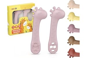 akolik Baby Spoons Self Feeding, Newborn Led Weaning Supplies Toddler Spoons, Silicone Baby Chew Essentials,Infant Puree Maker Utensils Spoons for 4 6 9 12 Months Old Boys Girls Gifts