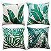 ULOVE LOVE YOURSELF Tropical Leaves Throw Pillow Covers Palm Leaf Decorative Pillow Cases Farmhouse Summer Decor Cushion Covers 18 X 18 Inch,4 Pack for Sofa Couch Porch(Plants-1)