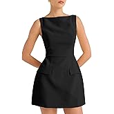 BORIFLORS Women's Sexy Bodycon Boat Neck Mini Dresses Elegant Classy Work Party Short Dress