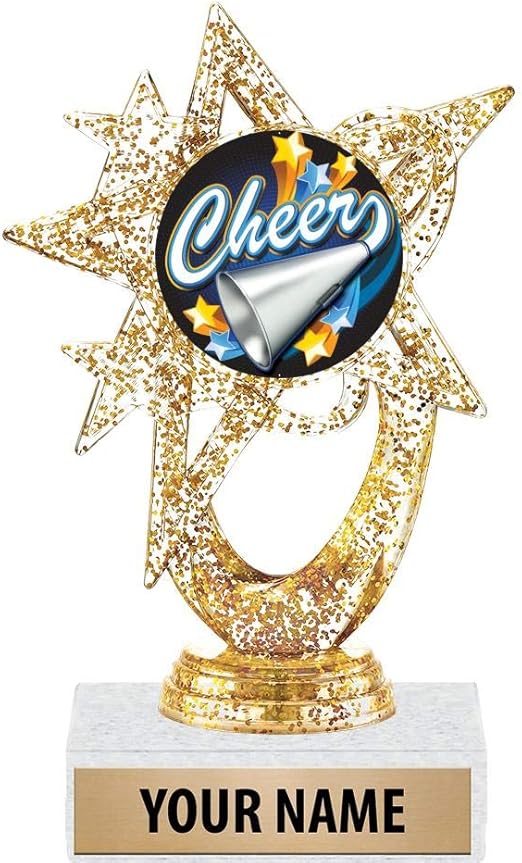 5.5" Gold Glitter Cheer Megaphone Trophies, Custom Astral